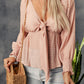 Striped Deep V Bow Detail Babydoll Top