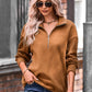 Quarter Zip Dropped Shoulder Spliced Sweatshirt