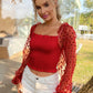 Polka Dot Frill Trim Smocked Crop Top