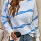Striped Ribbed Trim Dropped Shoulder Tunic Sweater