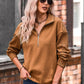 Quarter Zip Dropped Shoulder Spliced Sweatshirt