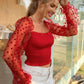 Polka Dot Frill Trim Smocked Crop Top