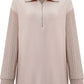 Quarter Zip Dropped Shoulder Spliced Sweatshirt