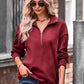 Quarter Zip Dropped Shoulder Spliced Sweatshirt