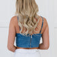 SHOPIRISBASIC Sparkles Forever Rhinestone Denim Bustier Crop Top
