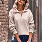 Quarter Zip Dropped Shoulder Spliced Sweatshirt