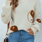 Tai Chi Print Lantern Sleeve Round Neck Sweater