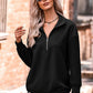 Quarter Zip Dropped Shoulder Spliced Sweatshirt