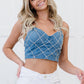 SHOPIRISBASIC Sparkles Forever Rhinestone Denim Bustier Crop Top