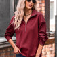 Quarter Zip Dropped Shoulder Spliced Sweatshirt
