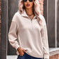 Quarter Zip Dropped Shoulder Spliced Sweatshirt