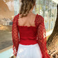 Polka Dot Frill Trim Smocked Crop Top