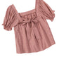 Polka Dot Tie-Back Puff Sleeve Blouse