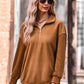 Quarter Zip Dropped Shoulder Spliced Sweatshirt