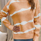 Striped Ribbed Trim Dropped Shoulder Tunic Sweater